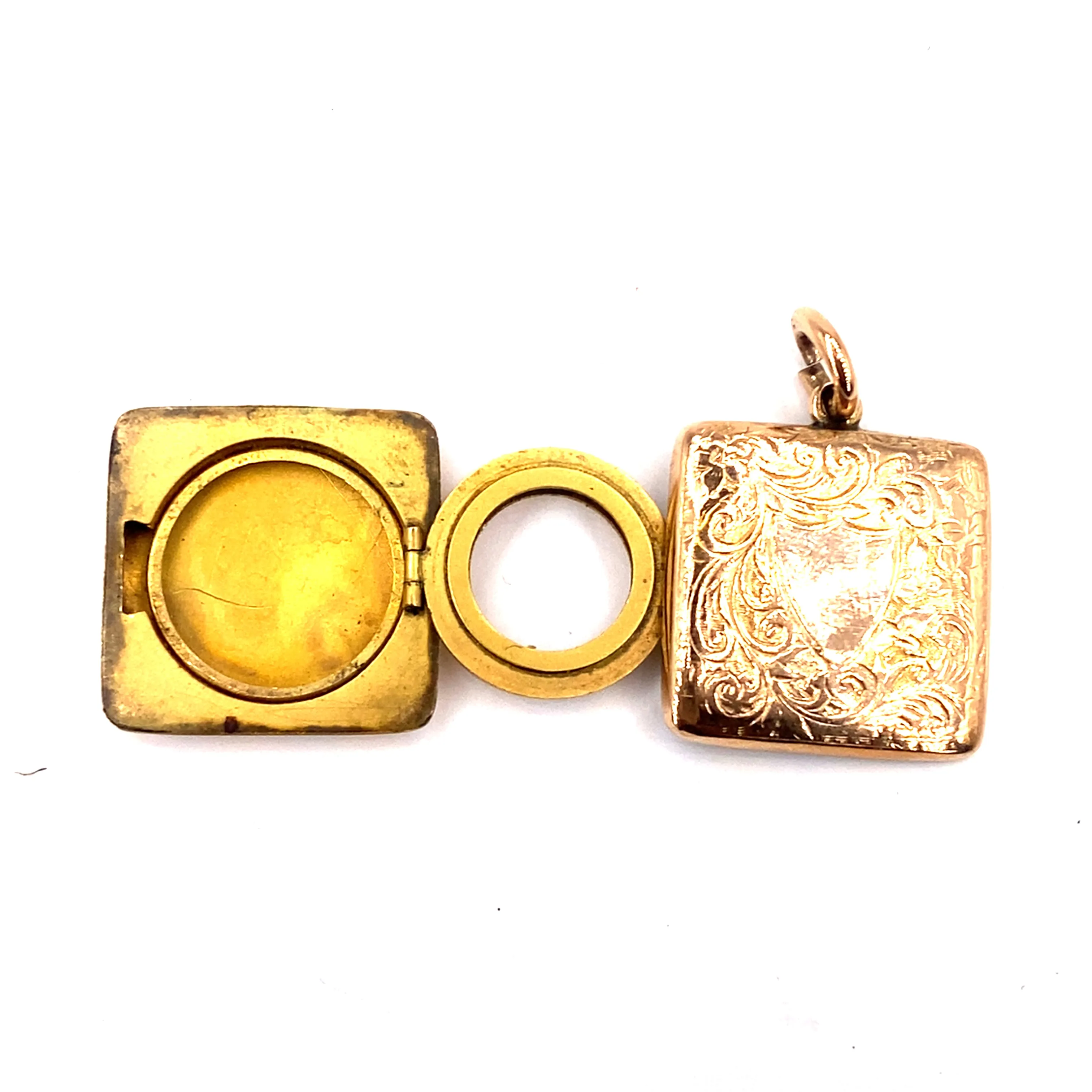 Women’s 9ct Rose Gold Vintage Engraved Square Locket Pendant